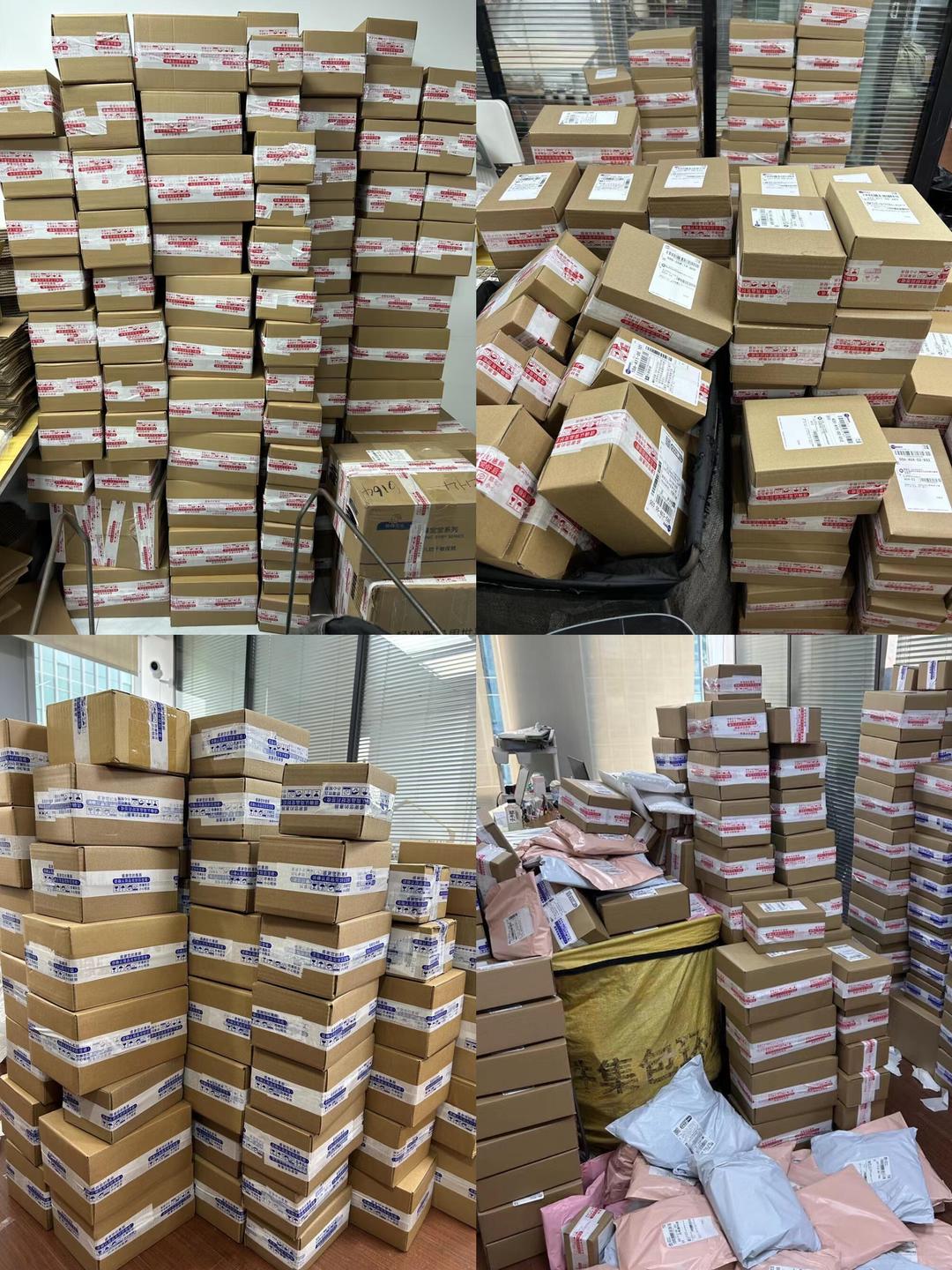 Packed boxes prepared for dispatch