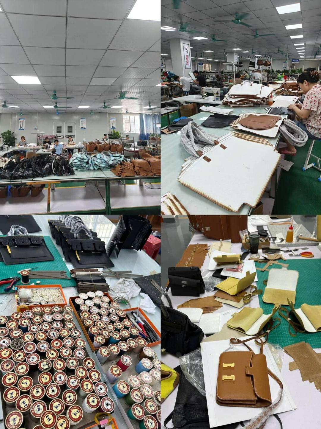 Bag parts being assembled and checked